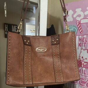 Cabrini Tan Studded Shoulder Bag